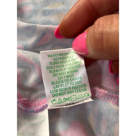 Lilly Pulitzer Pink Pineapple Sleeveless Wrap Dress Ruffle Hem Medium - Picture 10 of 10